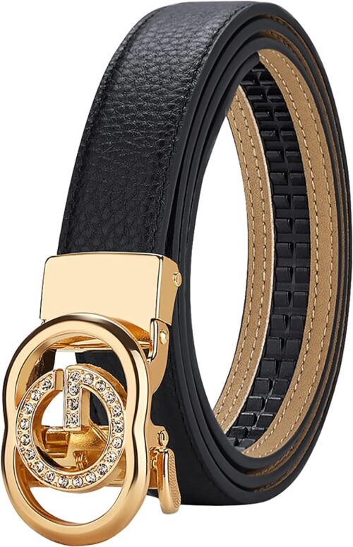 VANANNBA Belts for Women Leather Ratchet Buckle Belt Designe...