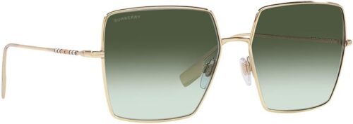 BURBERRY BE 3133 11098E Gold Metal Square Sunglasses Green G...