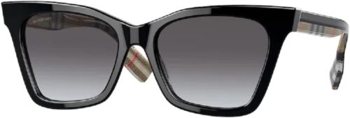 BURBERRY Elsa BE4346 39428G 53MM Black/Light Grey Gradient D...