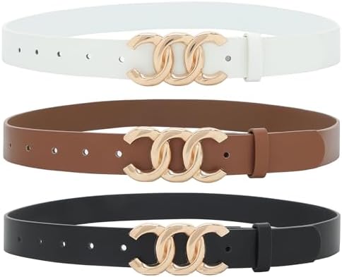 Earnda 2 Pack Women Belts for Jeans Dresses Fashion Gold
