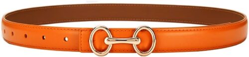 SPOMUNT Womens Classic Double Ring Buckle Design Leather Dre...