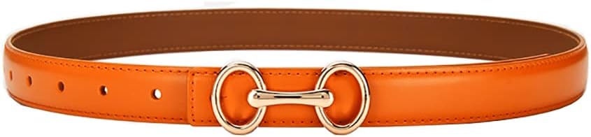 SPOMUNT Womens Classic Double Ring Buckle Design Leather Dre...