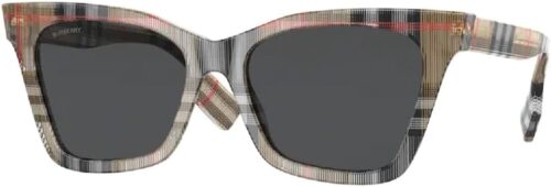 BURBERRY Elsa BE4346 394487 53MM Vintage Check/Dark Grey Rec...