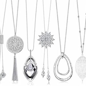 Jstyle 6Pcs Long Pendant Necklaces for Women Long Sweater Ne...