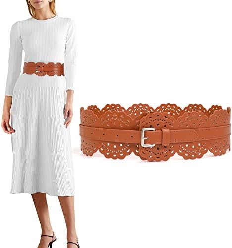 XZQTIVE Wide Leather Belts For Women Obi Belt For Dresses