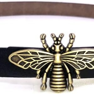 Women's 0.7″Thin Vintage Copper Bee Buckle Leather Belts Cas...