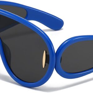 Fashion Wave Mask Sunglasses for Women Men Oversized Silver ...