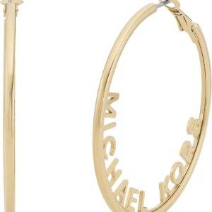 Michael Kors Stainless Steel MK Logo Hoop Earrings for Women...