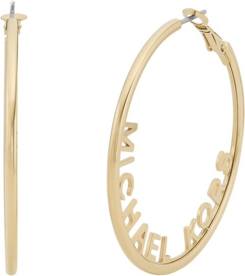 Michael Kors Stainless Steel MK Logo Hoop Earrings for Women...