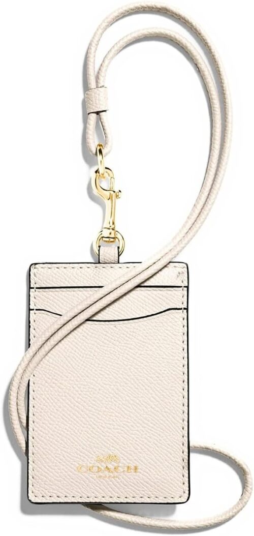 Coach Crossgrain Leather Lanyard Badge ID Holder Chalk F5731...