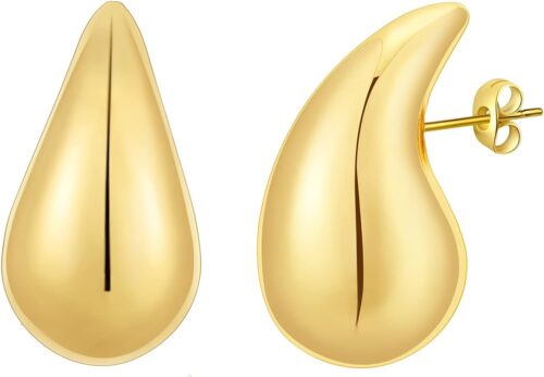 Apsvo Chunky Gold Hoop Earrings for Women, Dupes Earrings Li...