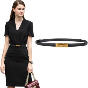 ALAIX Women's Leather Skinny Belt for Dress Adjustable Thin ...