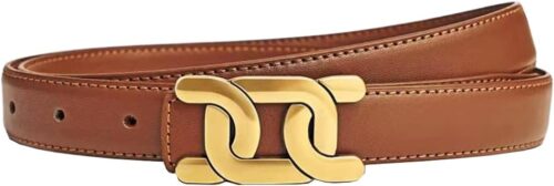 Womens Belts for Jeans, Womens Leather Belt with Gold Buckle...