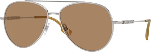 BURBERRY BE3147 1344M4 58MM Silver/Photo Brown Pilot Sunglas...