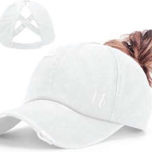 Mwfus Women Criss Cross Ponytail Baseball Cap High Messy Bun...