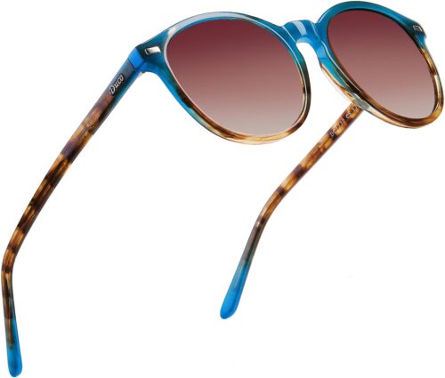 DUCO Retro Round UV400 Polarized Sunglasses for Women Men Vi...