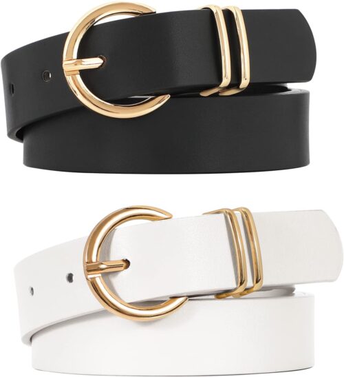 VONMELLI 2 Pack Women's Leather Belts for Jeans Dresses Fash...