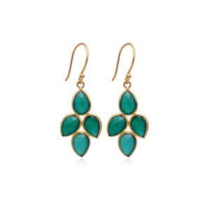 Veracity Jewelry Green Onyx 18K Gold Plated Earrings for Wom...