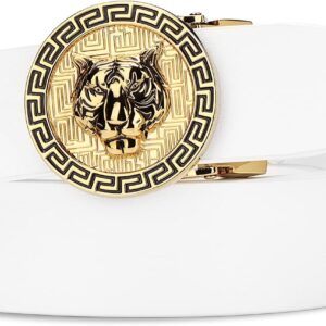 Men's Luxury Gold Tiger Wolf Buckle Cowhide Leather Dress Be...