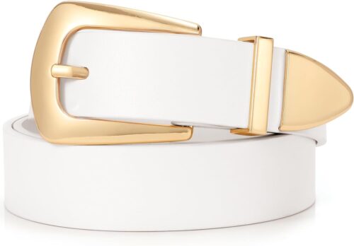 SUOSDEY Women's Leather Belts Vintage Western Belt Metal Tai...