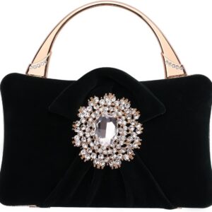Velvet Evening Bags For Women With Flower Closure Rhinestone...