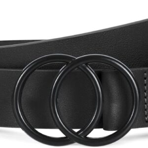 SUOSDEY Women Leather Belt Fashion Double O-Ring Soft Faux L...