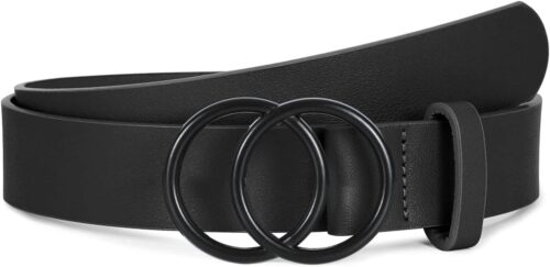 SUOSDEY Women Leather Belt Fashion Double O-Ring Soft Faux L...