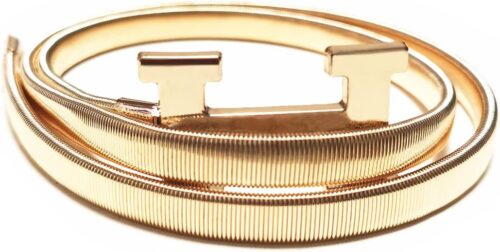 Womens Metal Stretch Elastic Waist Belt Fashion Thin Belts f...