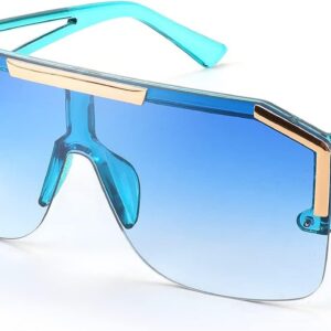 FEISEDY Women Men Sunglasse Square Flat Top Big Frame UV400