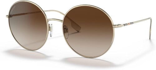 BURBERRY BE 3132 110913 Light Gold Metal Round Sunglasses Br...