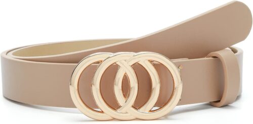 Women Belt for Jeans Dress O-Style Gold Buckle Skinny Waist