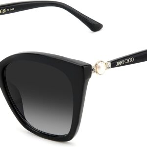 JIMMY CHOO RUA/G/S Black Silver/Dark Grey Shaded 56/18/145 w...