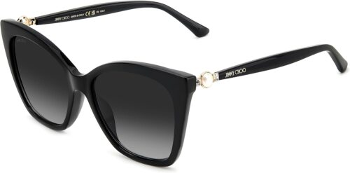 JIMMY CHOO RUA/G/S Black Silver/Dark Grey Shaded 56/18/145 w...