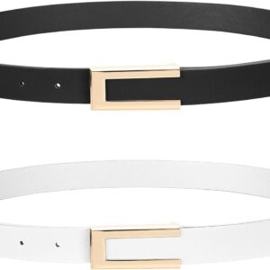 SUOSDEY Women Leather Belts for Dress Jeans Belt with Gold