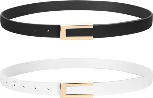 SUOSDEY Women Leather Belts for Dress Jeans Belt with Gold