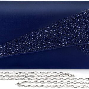 Women Satin Rhinestones Evening Bags Prom Bridal Clutch Purs...