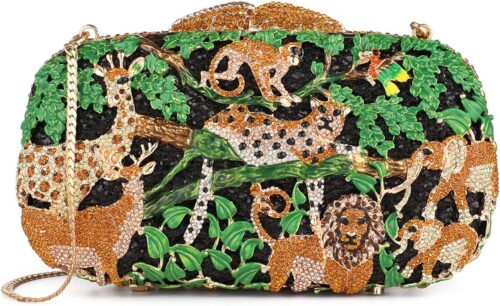 Rhinestone Crystal Evening Clutch Bag Animal Pattern Designe...