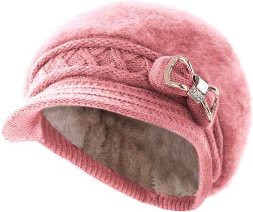 Surblue Lady Knit Newsboy Cap Beret Hats s Crystal Bow