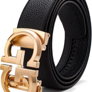 ARIMIA Fashion Diamond Mens Real Leather Ratchet Belt Black ...