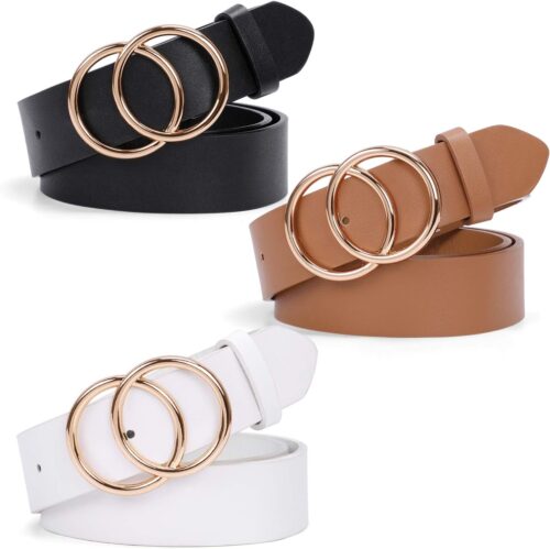 SUOSDEY Fashion Women Leather Belt for Dresses Jeans Pants W...