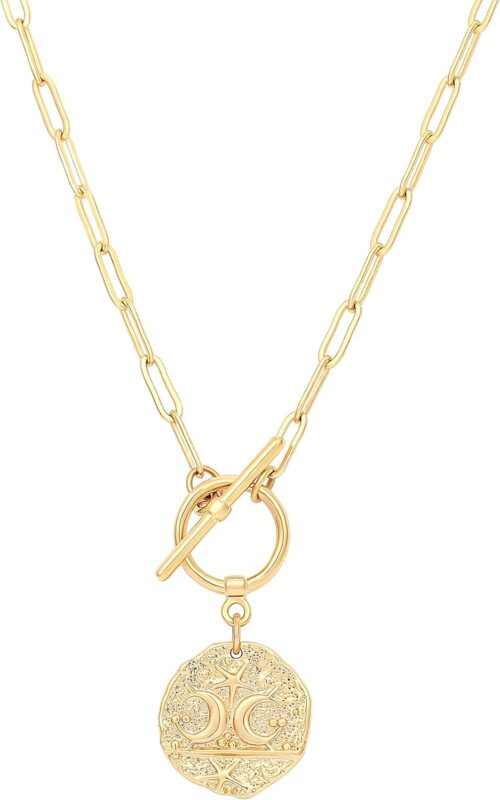 Aobei Pearl 18K Gold Moon Star Lion Evil Eye Pendant