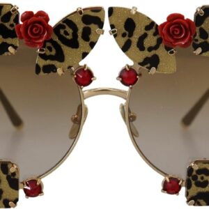 Dolce & Gabbana Gold Metal Frame Roses Embellished DG2207B S...