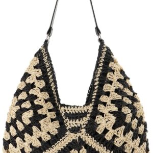 Freie Liebe Crochet Hobo Bag for Women Summer Straw Tote