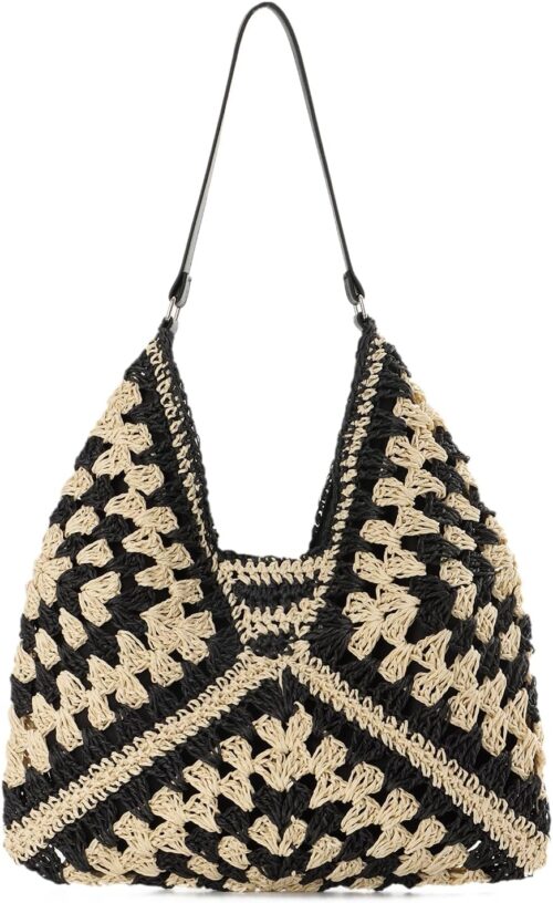 Freie Liebe Crochet Hobo Bag for Women Summer Straw Tote