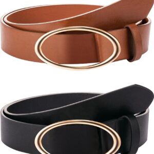 Syhood 2 Pack Women's Leather Belts for Jeans Dresses Fashio...