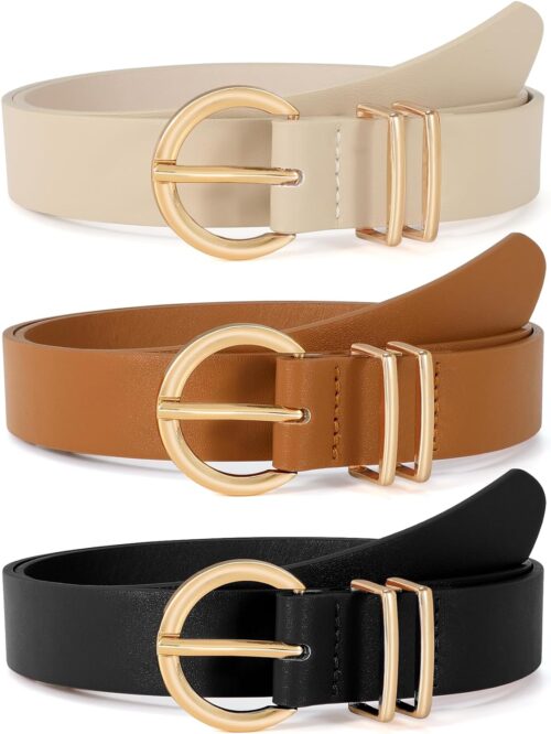 VONMELLI 3 Pack Women's Leather Belts for Jeans Dresses Ladi...