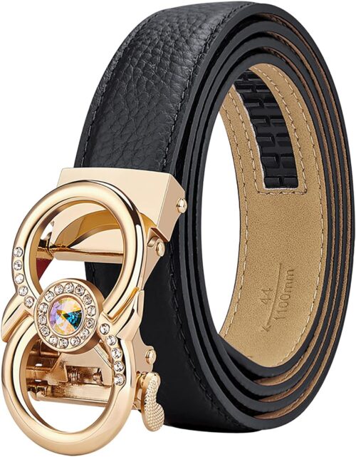 VANNANBA Fashion Womens Designer Belts, Holeless Leather Rat...