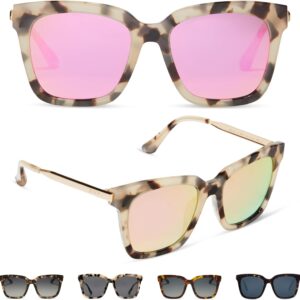 DIFF Bella Designer Square Oversized Sunglasses for Women UV...