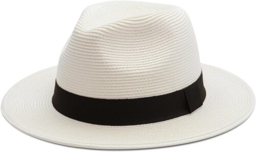 Joywant Womens Straw Fedora Beach Sun Hat, Packable Wide Bri...