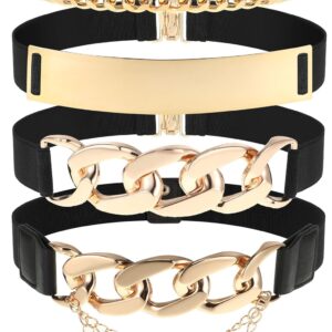 Zhanmai 4 Pieces Belts for Women Metal Gold Stretch Waist